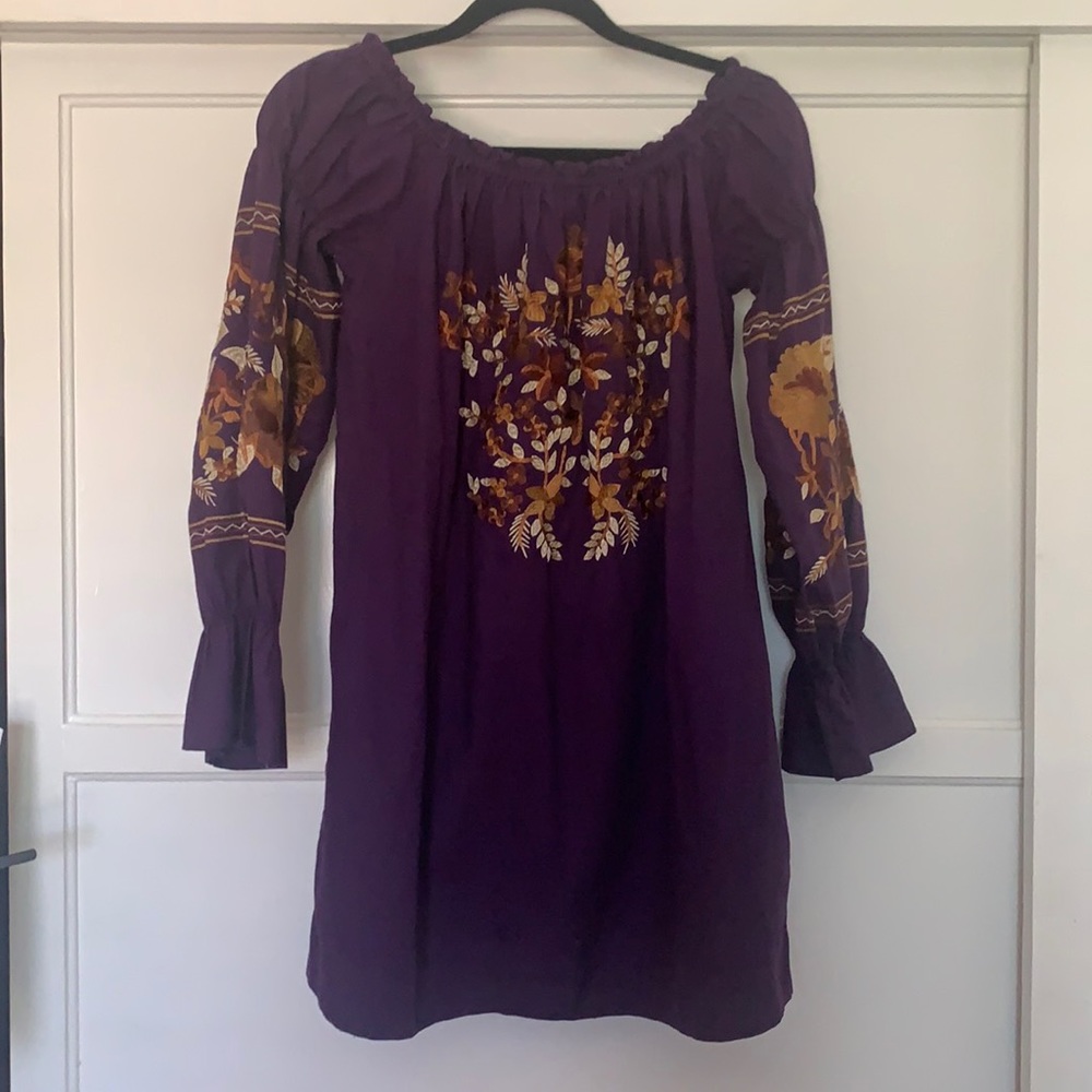 Free People Embroidered long sleeve tunic